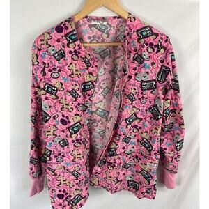 UA Scrubs Veterinary Dog Xray Long Sleeve Snap Up Scrub Top Size XS